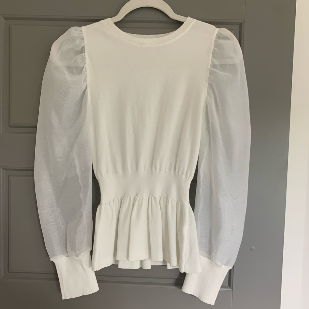 Long Sleeve White Pepulm Top